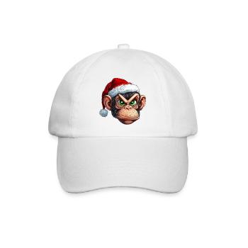 Affe mit Weihnachtsmütze :) - Baseballkappe - Weiß/Weiß - Vorne