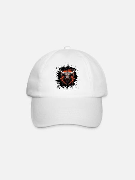 Stier Bull Klecks - Baseballkappe - Weiß/Weiß