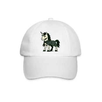 Dunkler, abtrünniger Einhorn mit zerfetztem Umhang-Schleichen - Baseballkappe - Weiß/Weiß - Vorne