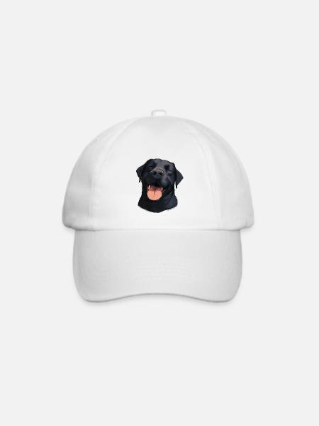 Happy Schwarzer Labrador - Hund mit Lächeln - Baseballkappe - Weiß/Weiß