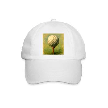 Golfball im künstlerischen Brett auf dem Abschlag - Baseballkappe - Weiß/Weiß - Vorne