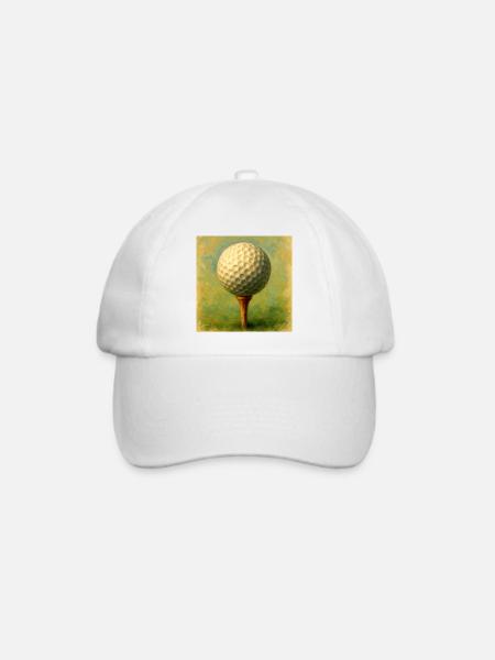 Golfball im künstlerischen Brett auf dem Abschlag - Baseballkappe - Weiß/Weiß