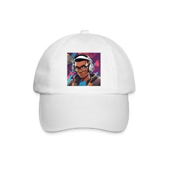 Neon Gamer Avatar mit Kopfhörern - Baseballkappe - Weiß/Weiß - Vorne