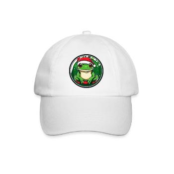 Frosch Weihnachten Comic - Baseballkappe - Weiß/Weiß - Vorne