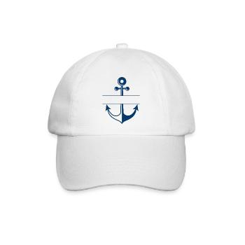 Personalisierter blauer Angelanker - Baseballkappe - Weiß/Weiß - Vorne