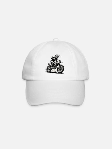 Motocross Fahrer Illustration in Action - Baseballkappe - Weiß/Weiß
