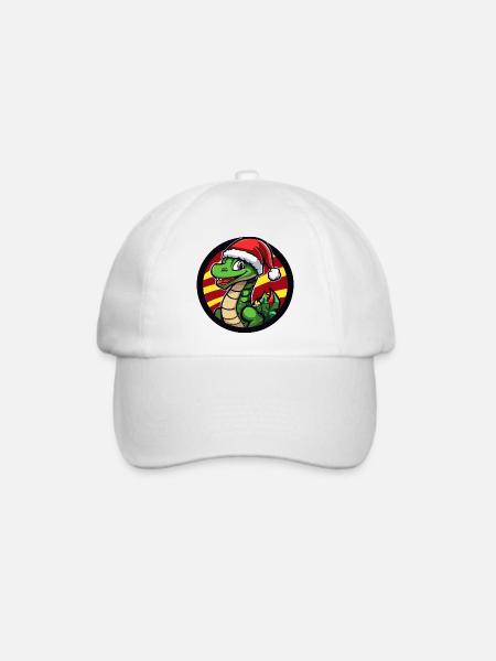 Dino Santa im Weihnachtskreis - Baseballkappe - Weiß/Weiß