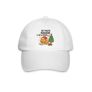 Festliche Weihnachtskatze, die sich weigert zu trinken - Baseballkappe - Weiß/Weiß - Vorne