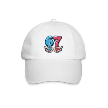 67 - Funny Six Seven T-Shirt - Baseballkappe - Weiß/Weiß - Vorne