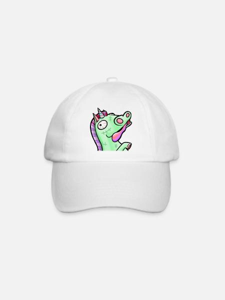 Verrücktes Pastell-Zombie-Einhorn - Baseballkappe - Weiß/Weiß