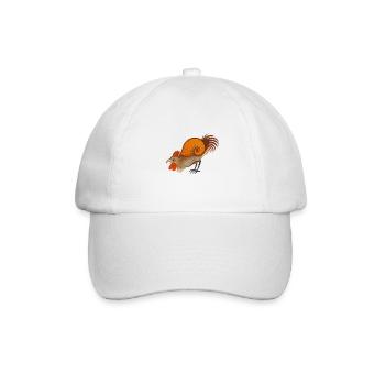 Mittelalterlicher Hahn – stilisiertes Wesen - Baseballkappe - Weiß/Weiß - Vorne