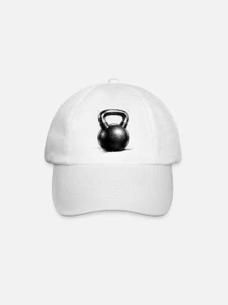 Kettlebell Krafttraining Zeichnung Minimal - Baseballkappe - Weiß/Weiß