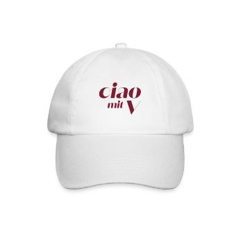 Ciao mit V Vintage Kalligraphie - Baseballkappe - Weiß/Weiß - Vorne