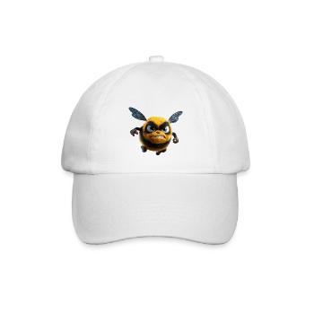 Wuetende_Hummel_Comic_3D_Wut_Insekt_Design - Baseballkappe - Weiß/Weiß - Vorne