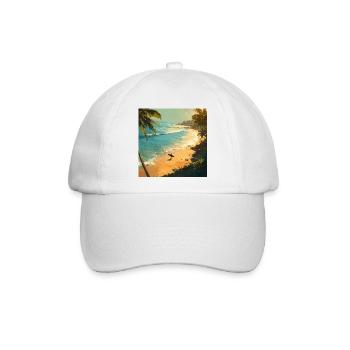 Sonnenstrand Surfer am Palmenstrand - Baseballkappe - Weiß/Weiß - Vorne