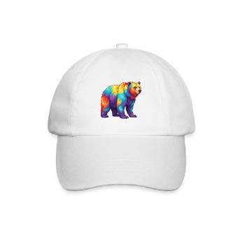Bunte Bärenregenbogen-Pop-Art-Aquarell - Baseballkappe - Weiß/Weiß - Vorne