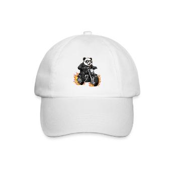 Cool Biker Panda Motorradflammen - Baseballkappe - Weiß/Weiß - Vorne