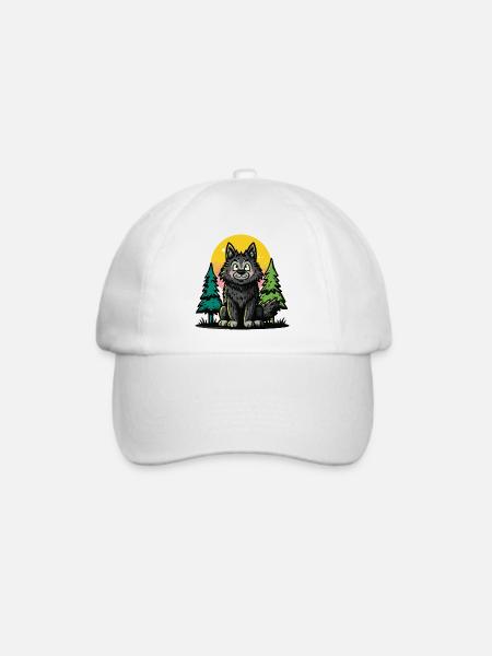 Waldwolf im Sonnenkreis - Baseballkappe - Weiß/Weiß
