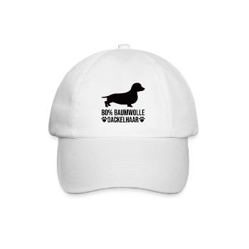 80% Baumwolle 20% Dackelhaar Lustige Hund Spruch - Baseballkappe - Weiß/Weiß - Vorne