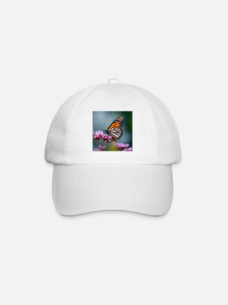 Monarchfalter Schmetterling Makro - Baseballkappe - Weiß/Weiß