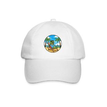 Coole Dinosaurier-Strandferien-Sommervibes - Baseballkappe - Weiß/Weiß - Vorne