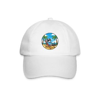 Coole Raccoon Beach Urlaubs-Sommervibes - Baseballkappe - Weiß/Weiß - Vorne