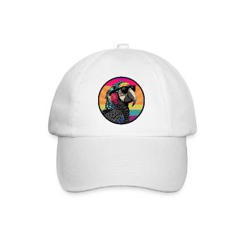 Papagei mit Sonnenbrille - Baseballkappe - Weiß/Weiß - Vorne
