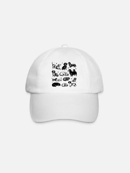Dachshund Dackel Teckel retro 90s vintage - Baseballkappe - Weiß/Weiß