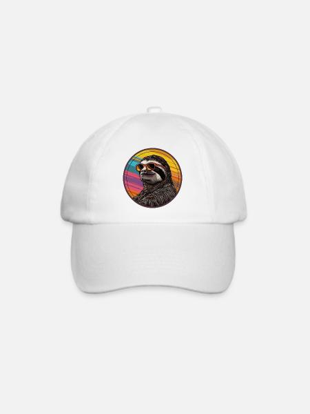 Faultier mit Sonnenbrille - Baseballkappe - Weiß/Weiß