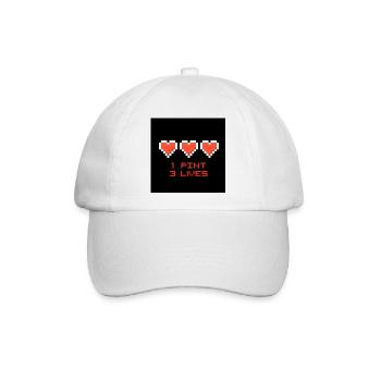 Pixel Hearts 1 Pint 3 Leben - Baseballkappe - Weiß/Weiß - Vorne