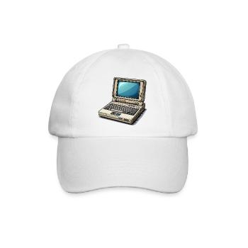 Laptop Retro-Computer Vintage Stil Illustration - Baseballkappe - Weiß/Weiß - Vorne