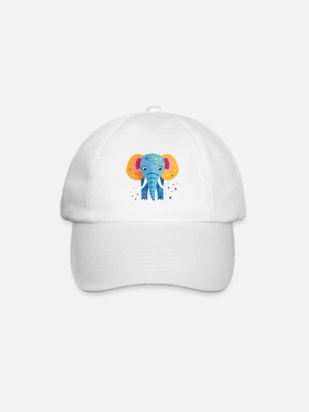 Bunter Elefantenkonfetti - Baseballkappe - Weiß/Weiß