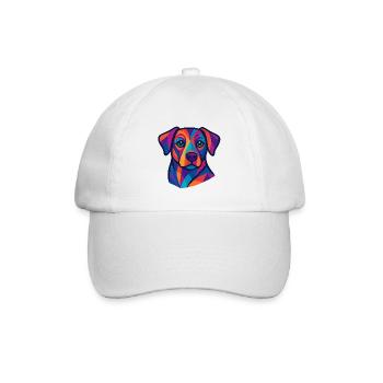 Farbenfrohes geometrisches Hundeporträt - Baseballkappe - Weiß/Weiß - Vorne