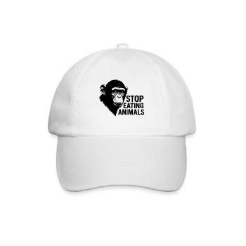 Stop Eating Animals – Schimpansen-Design - Baseballkappe - Weiß/Weiß - Vorne