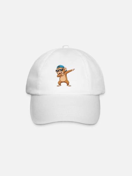 Cool Dabbing Monkey Sunglasses Cartoon-Kunst - Baseballkappe - Weiß/Weiß