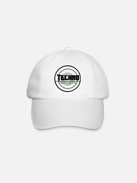 Techno Is Life Neon Logo - Baseballkappe - Weiß/Weiß