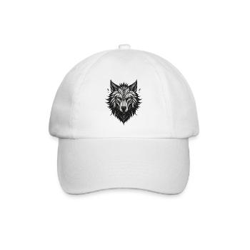 Nachtstilisierter Wolf - Baseballkappe - Weiß/Weiß - Vorne