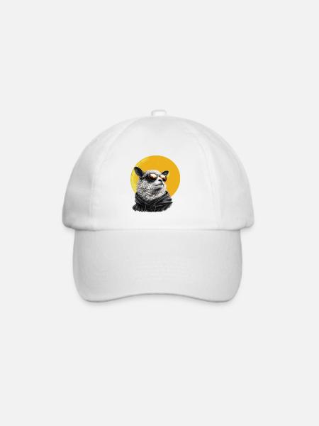 Sonnen Schaf im Hoodie mit Sonnenbrille - Baseballkappe - Weiß/Weiß