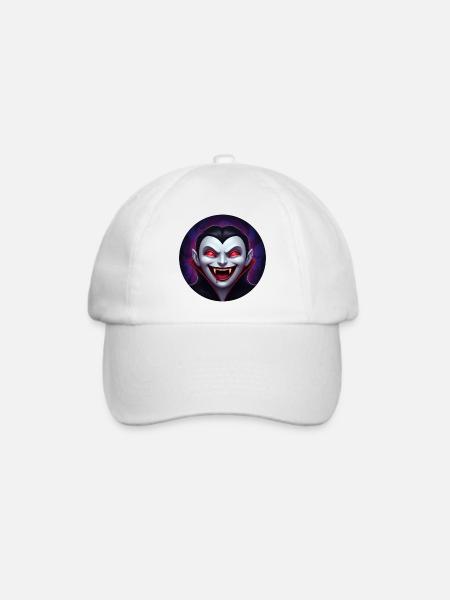 Vampirgrinsen – roter Blick - Baseballkappe - Weiß/Weiß