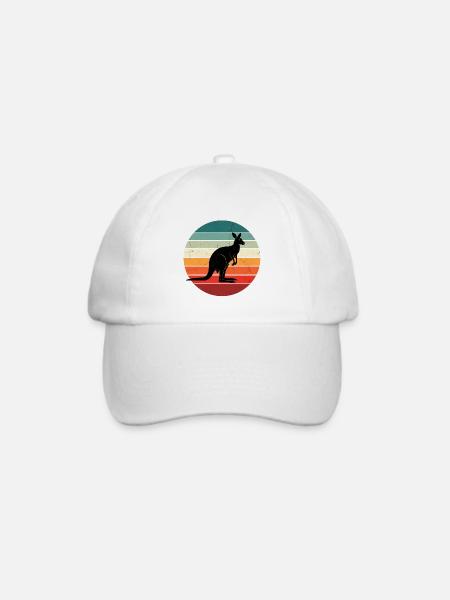 Känguru Retro Sonnenuntergang - Baseballkappe - Weiß/Weiß
