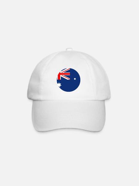 Australische Flaggenrunde - Baseballkappe - Weiß/Weiß