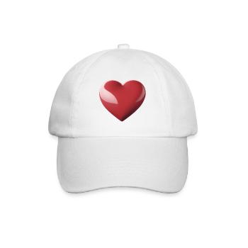 Herzglanz Rot – Herzsymbol Muster - Baseballkappe - Weiß/Weiß - Vorne
