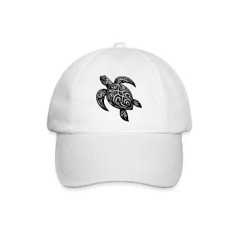 Tribal Schildkröte Mystische Natur und Geometrie - Baseballkappe - Weiß/Weiß - Vorne