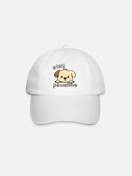 Stay Pawsitive - Baseballkappe - Weiß/Weiß