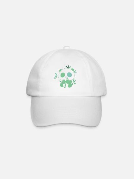 Panda mit Bambus – zarte Illustration - Baseballkappe - Weiß/Weiß
