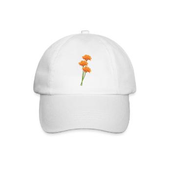 Orangene Gerbera Trio - Baseballkappe - Weiß/Weiß - Vorne