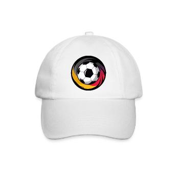 Fussball schwarz rot gelb Spirale Fußball Ball - Baseballkappe - Weiß/Weiß - Vorne