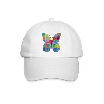 Bunter Patchwork-Schmetterling - Baseballkappe - Weiß/Weiß - Vorne