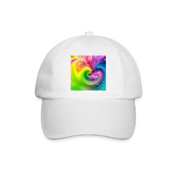 Farbwirbel Neon Regenbogen - Baseballkappe - Weiß/Weiß - Vorne