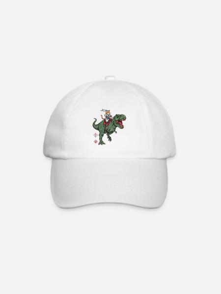 Katzenritter auf Dinosaurier - Baseballkappe - Weiß/Weiß